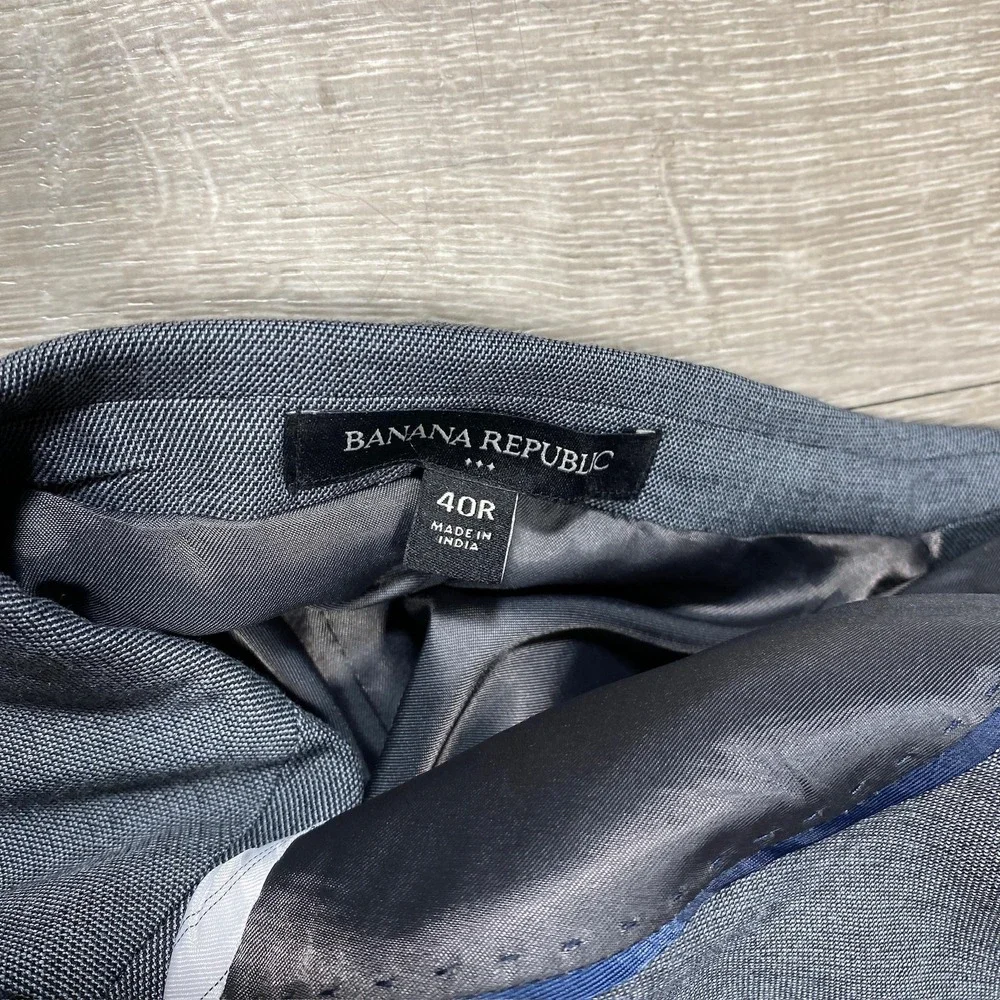 Banana Republic Jacket Mens 40R Gray Slim Fit Sharkskin Blazer Sport‎ Coat Suit